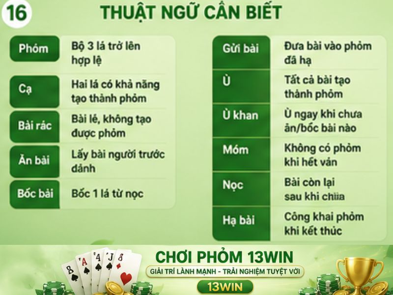 Các Thuật Ngữ Cần Biết Khi Chơi Phỏm