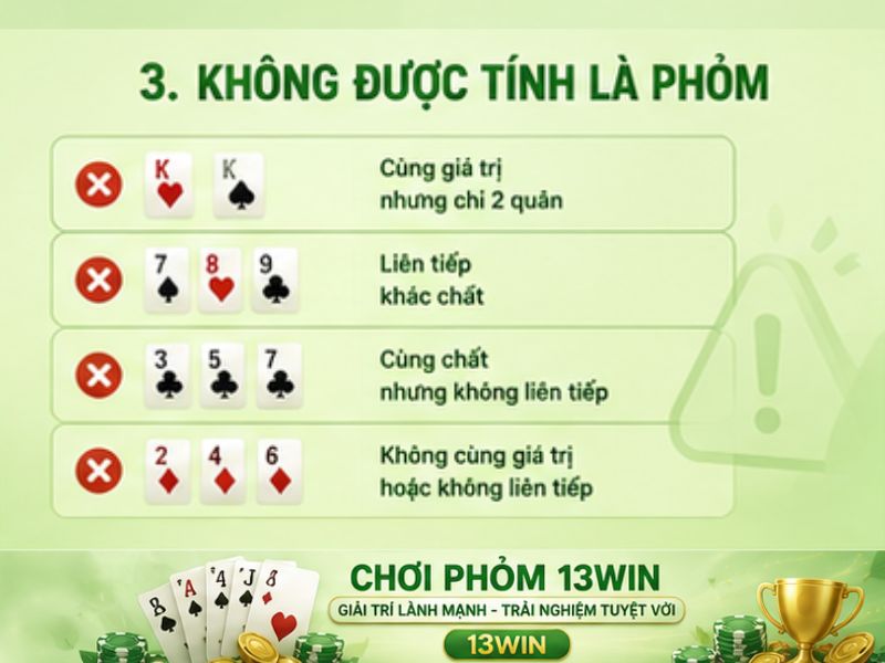 Những trường hợp không được tính là Phỏm