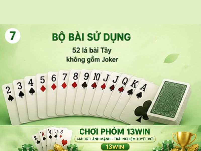 Phỏm sử dụng bộ bài Tây 52 lá